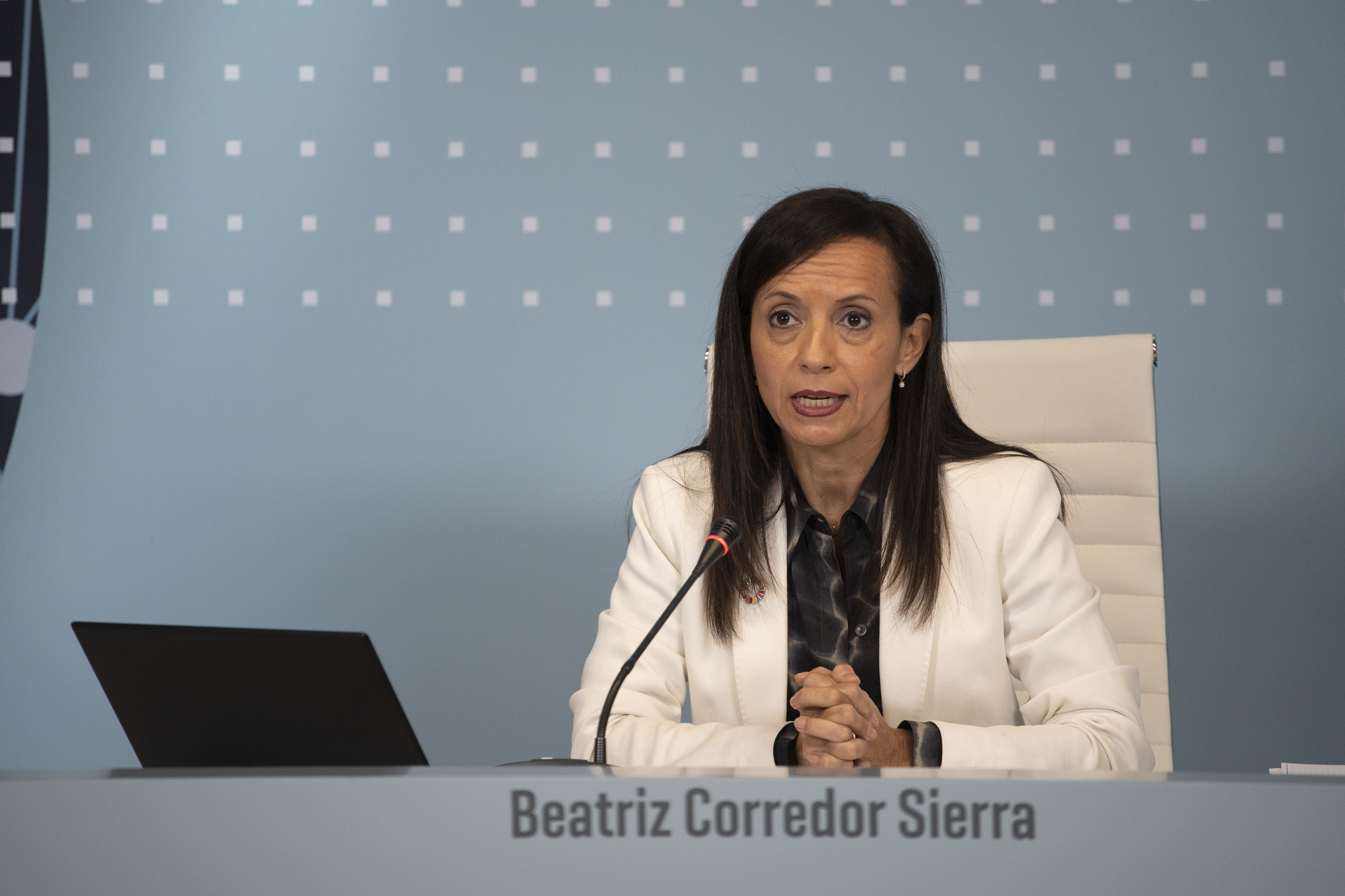 La presidenta, Beatriz Corredor, durante su intervención.