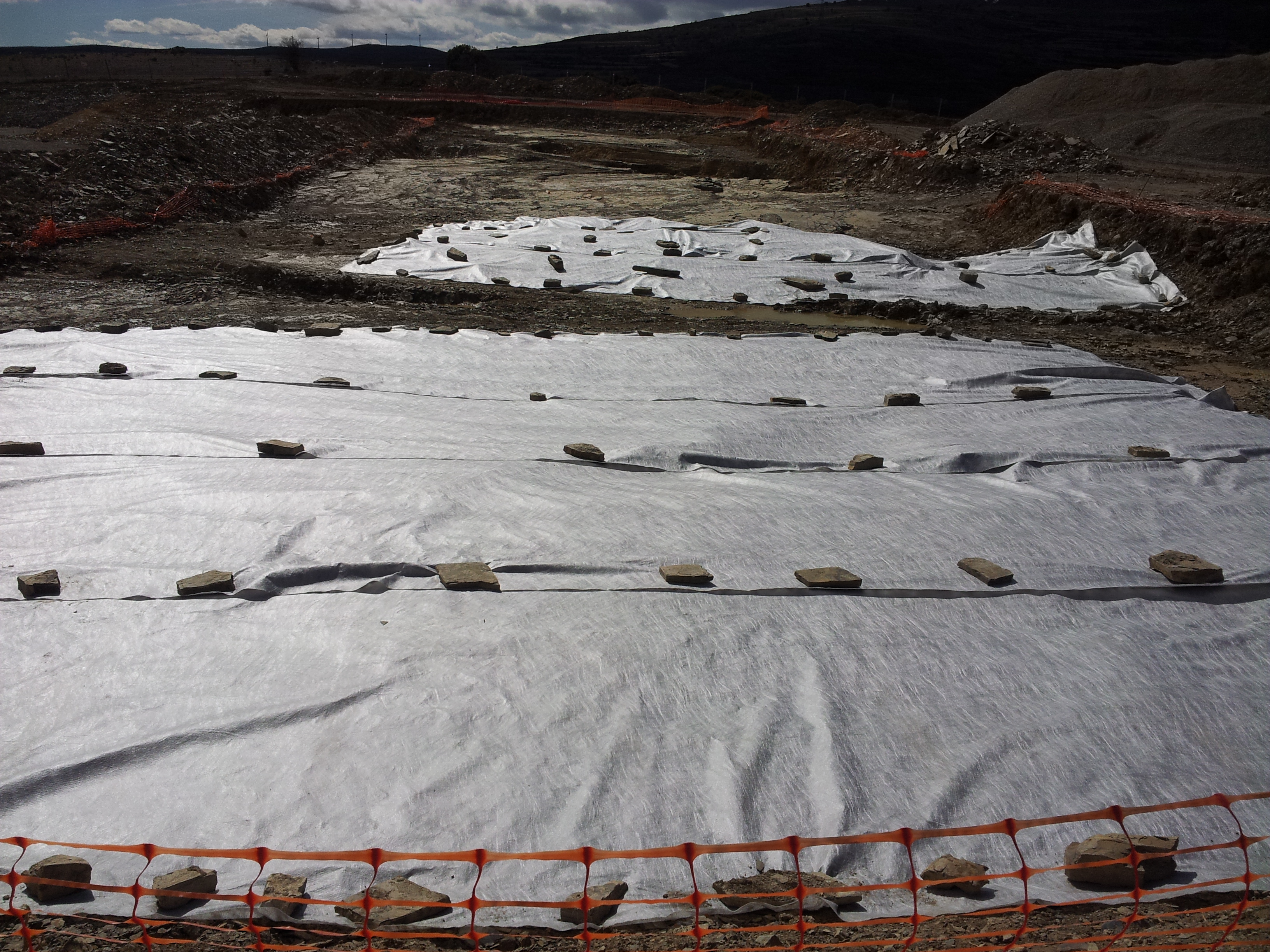 Geotextile cover of Ichnite Zones I (foreground) and II (background)