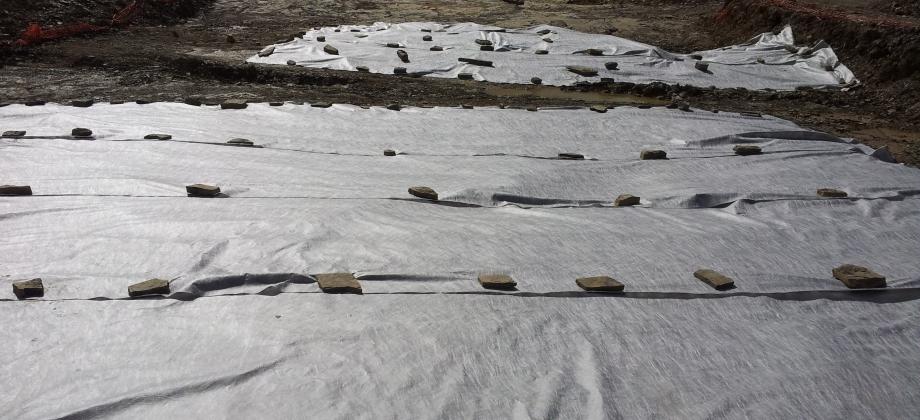 Geotextile cover of Ichnite Zones I (foreground) and II (background)